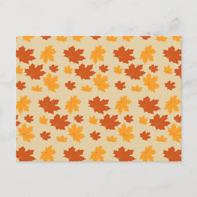 Autumn leaves seamless pattern wallpaper  postcard (Front)