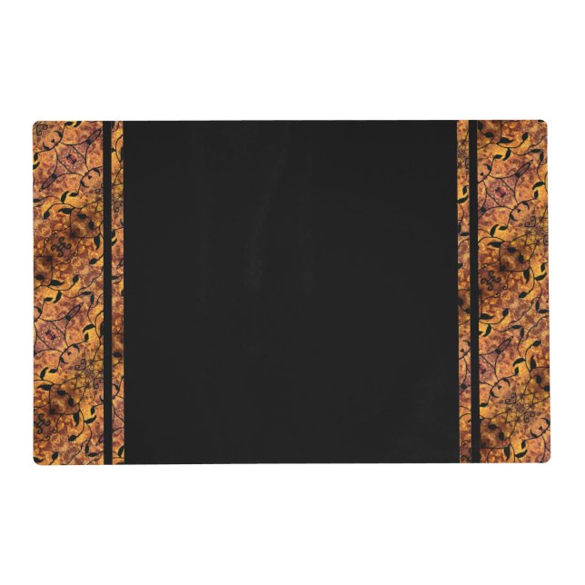 Autumn Leaves Silhouette Pattern Brown Black Placemat (Front)