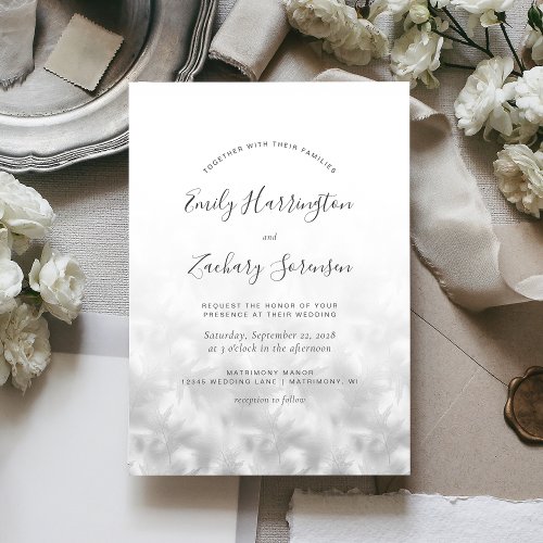 Autumn Leaves Silver Botanical Fall Wedding Invitation