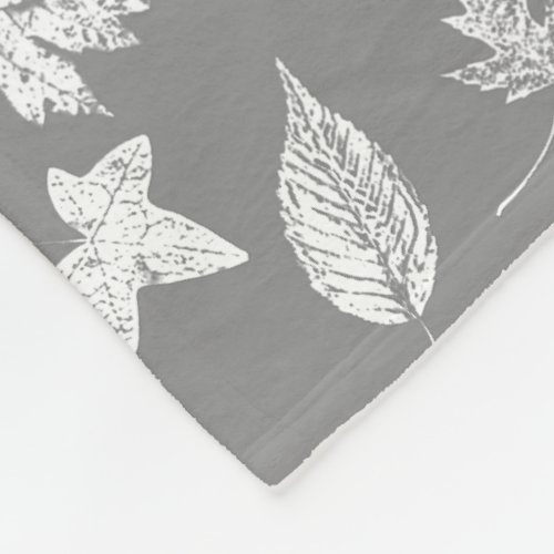 Autumn leaves _ silver grey and white fleece blanket