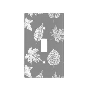 Autumn leaves - silver grey and white light switch cover