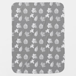 Autumn leaves - silver grey and white swaddle blanket