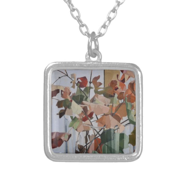 Autumn Leaves Silver Plated Necklace (Front)