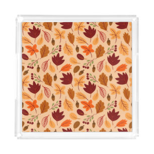 Autumn leaves, simple childish seamless pattern. acrylic tray