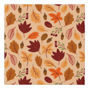 Autumn leaves, simple childish seamless pattern. faux canvas print
