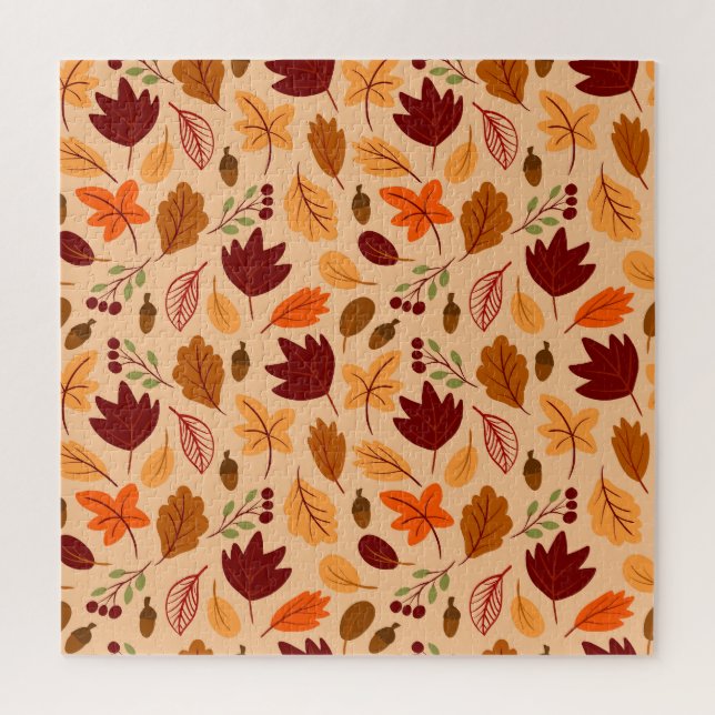 Autumn leaves, simple childish seamless pattern. jigsaw puzzle (Vertical)