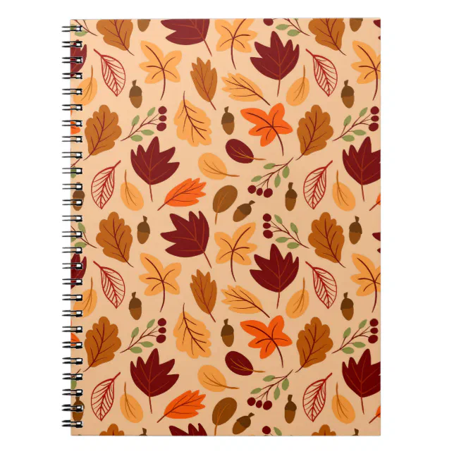 Autumn leaves, simple childish seamless pattern. notebook | Zazzle