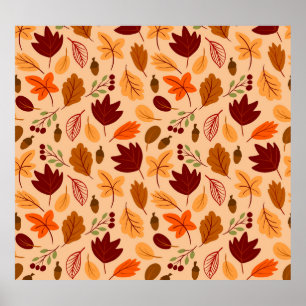 Autumn leaves, simple childish seamless pattern. poster