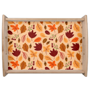 Autumn leaves, simple childish seamless pattern. serving tray