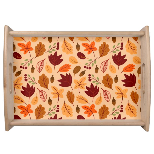 Autumn leaves, simple childish seamless pattern. serving tray (Front)