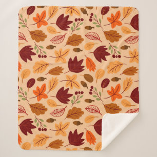 Autumn leaves, simple childish seamless pattern. sherpa blanket
