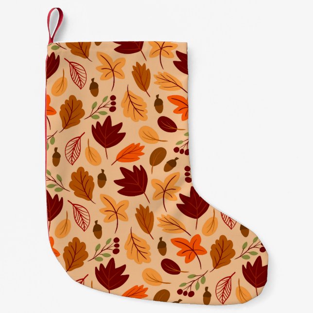 Autumn leaves, simple childish seamless pattern. small christmas stocking (Front)