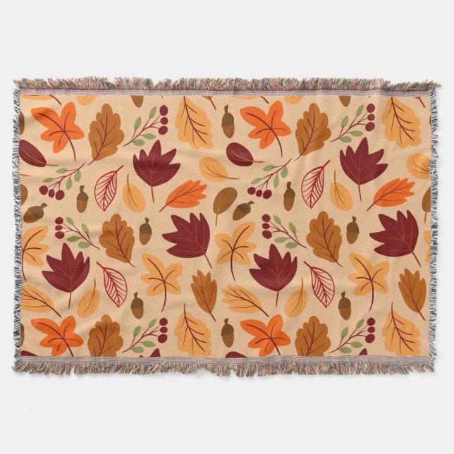 Autumn leaves, simple childish seamless pattern. throw blanket (Front)
