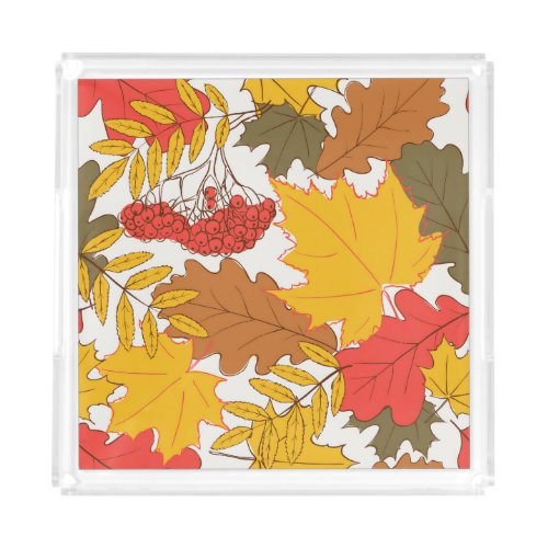 Autumn leaves simple seamless pattern acrylic tray