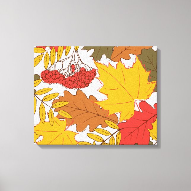 Autumn leaves, simple seamless pattern canvas print (Front)