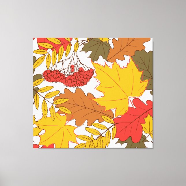 Autumn leaves, simple seamless pattern canvas print (Front)
