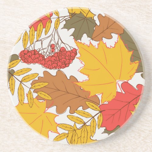 Autumn leaves simple seamless pattern coaster