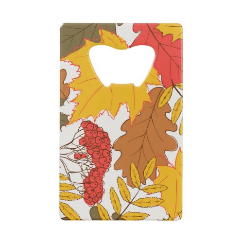 Autumn leaves simple seamless pattern credit card bottle opener