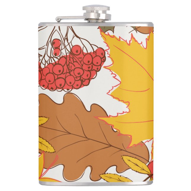 Autumn leaves, simple seamless pattern flask (Front)