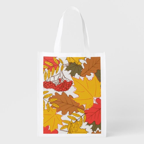 Autumn leaves simple seamless pattern grocery bag
