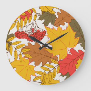 Autumn leaves, simple seamless pattern large clock