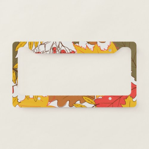 Autumn leaves simple seamless pattern license plate frame