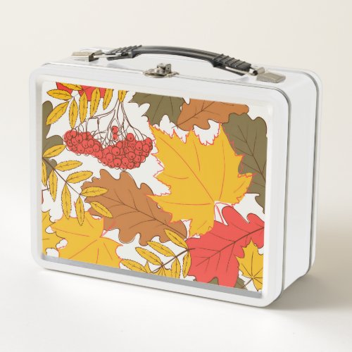 Autumn leaves simple seamless pattern metal lunch box