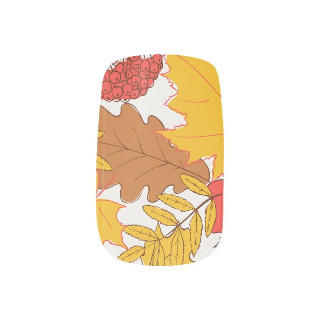 Autumn leaves, simple seamless pattern minx nail art (Left Thumb)