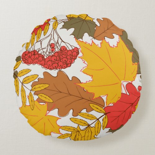 Autumn leaves simple seamless pattern round pillow