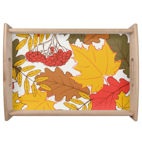 Autumn leaves simple seamless pattern serving tray
