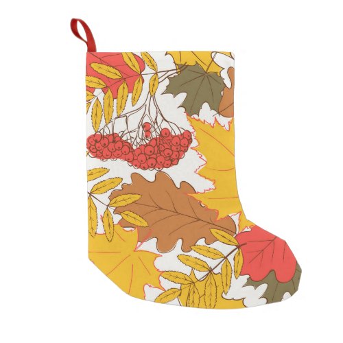 Autumn leaves simple seamless pattern small christmas stocking