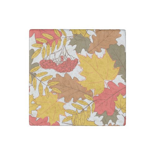 Autumn leaves simple seamless pattern stone magnet