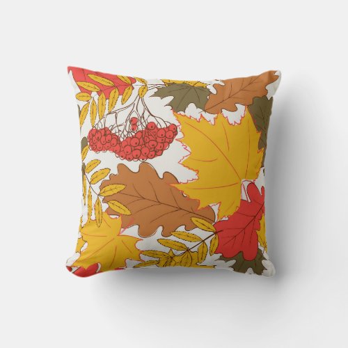 Autumn leaves simple seamless pattern throw pillow
