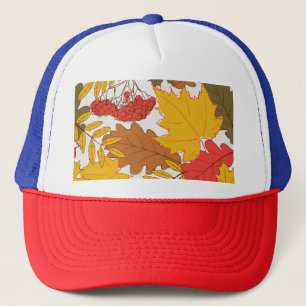 Autumn leaves, simple seamless pattern trucker hat