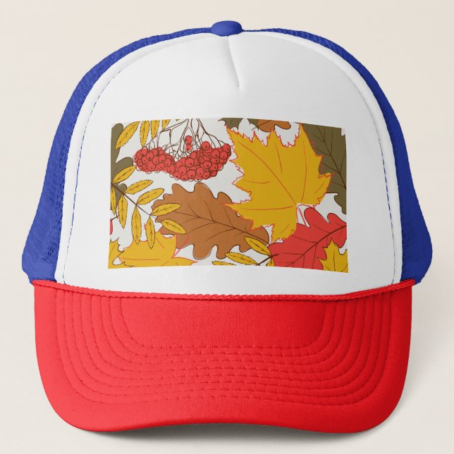 Autumn leaves, simple seamless pattern trucker hat (Front)