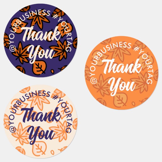 Autumn Leaves Social Media Small Business ThankYou Labels (Group)