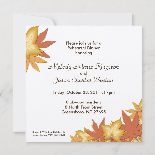 Autumn Leaves Square Invitations (Front)