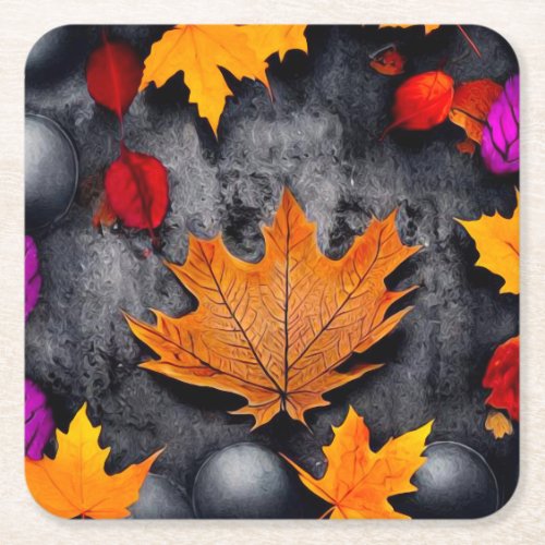 Autumn Leaves Square Paper Coaster