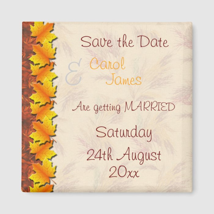 Autumn Leaves Stencil Save the Date Fridge Magnet