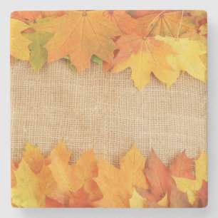 Autumn leaves stone coaster