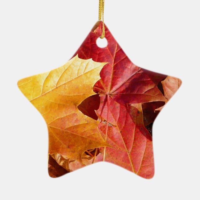 Autumn leaves - Stunning! Ceramic Ornament (Back)