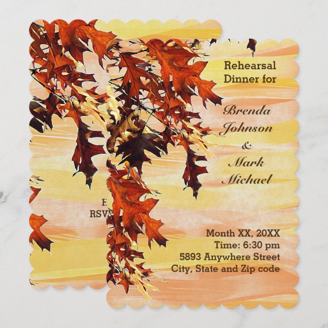 Autumn Leaves Swirl Color Rehearsal Dinner Invite (Front/Back)