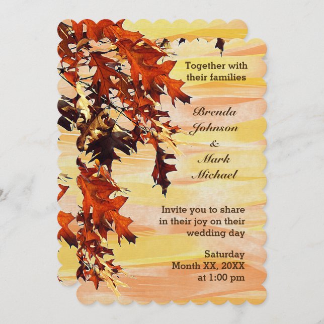 Autumn Leaves Swirl Color Wedding Invitation (Front/Back)