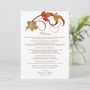 Autumn Leaves Swirl Wedding Welcome Card