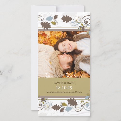 Autumn Leaves Swirls Save The Date Announcement