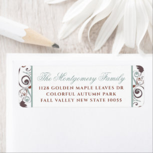 Autumn Leaves Swirls Thanksgiving Holiday Address Label