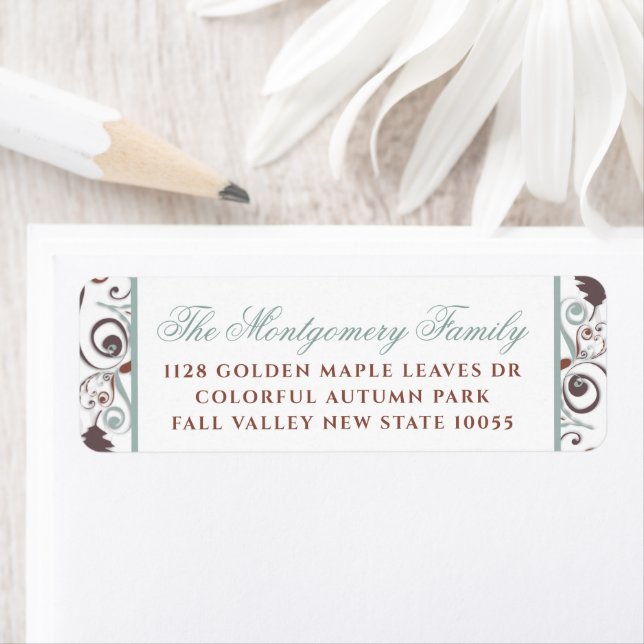 Autumn Leaves Swirls Thanksgiving Holiday Address Label (Insitu)