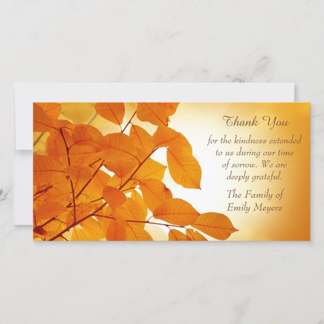 Autumn Leaves Sympathy Thank You (Front)