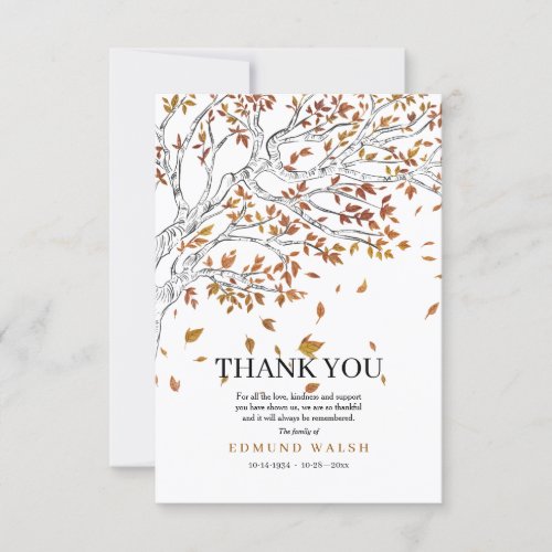 Autumn Leaves Sympathy Thank You Card