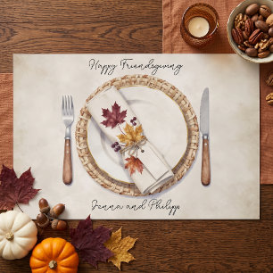 Autumn Leaves Table Setting Friendsgiving Placemat